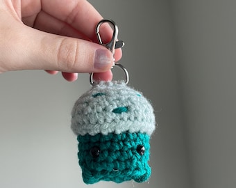 crochet mushroom keychain