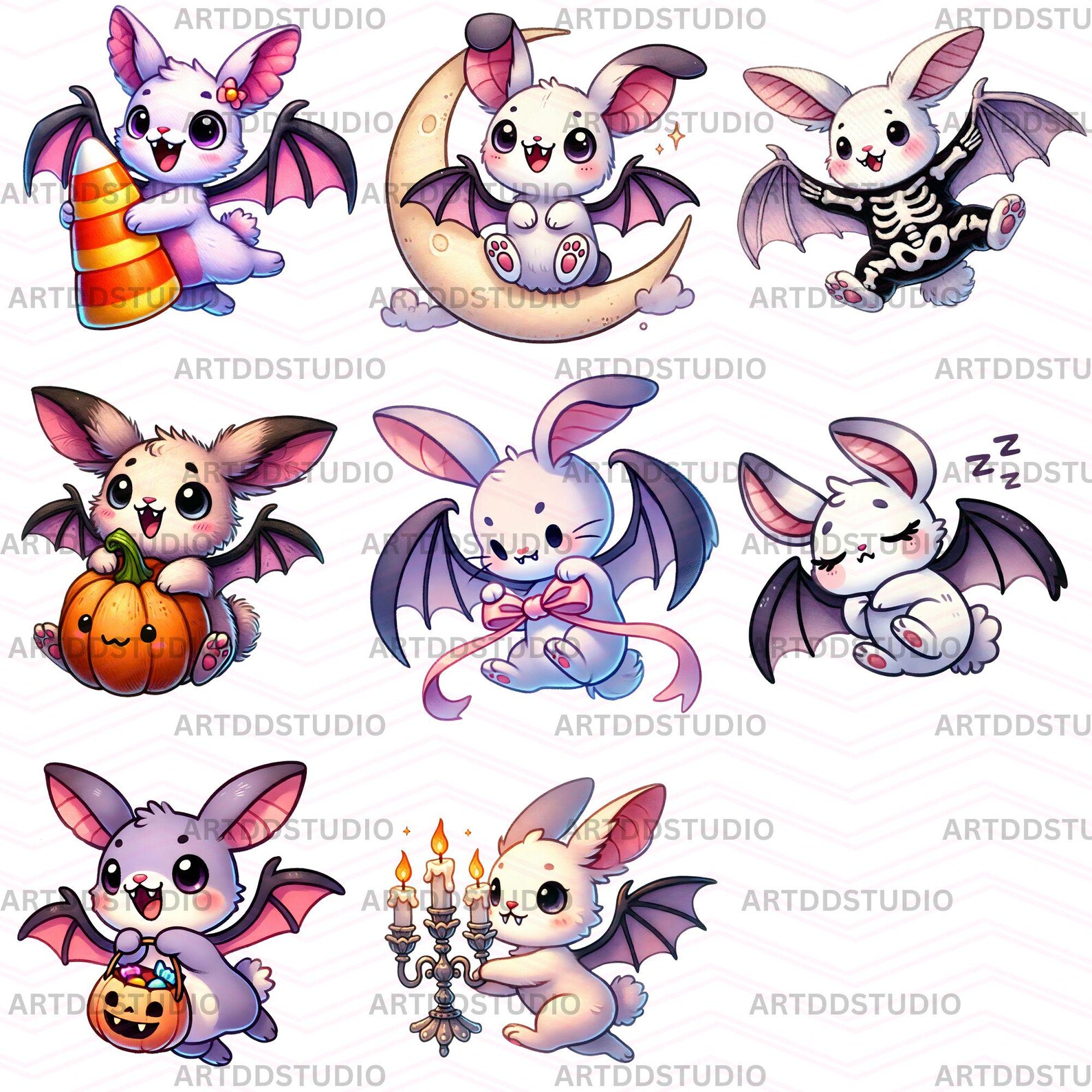 Bat Bunny Clipart Set: Halloween Watercolor PNG (digital Download) - Etsy