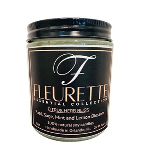 Citrus Herb Bliss | Container Candle | Scented Candle Gift | 100% Natural Soy Candles | Hand Poured | Housewarming Gift