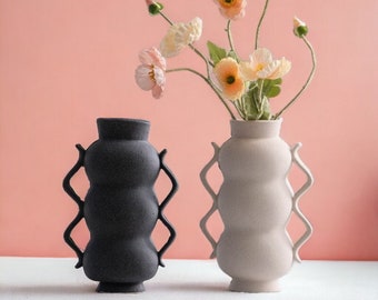 nordic handle vase, nordic minimalist vase,squiggly handle vase,ceramic nordic vase,modern nordic vase,geometric vases,flower vase,home gift