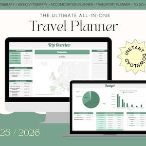 Pianificatore di viaggio / Foglio di calcolo per la pianificazione di vacanze e viaggi (Fogli Google) / Budget di viaggio e monitoraggio delle spese