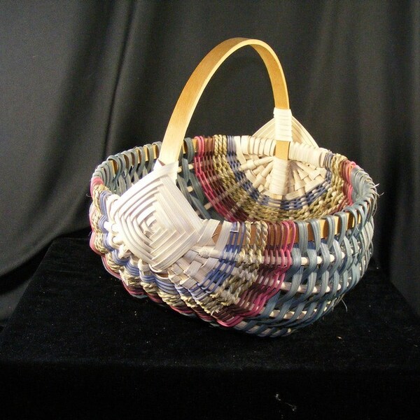Slate blue and Rainbows Egg Gathering Basket ribbed