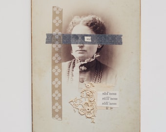 Original Collage Art on Antique 1800's Photograph, See the Loveliness