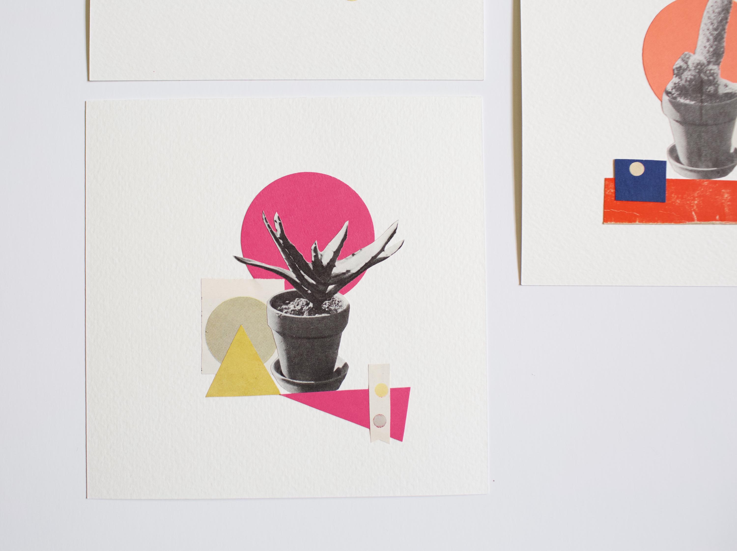 Original Abstract Collage Art, Set of Three, Cacti Trio - Etsy