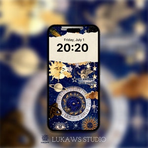 Sfondo del telefono / Viaggio celeste / Odissea dello zodiaco / Ispirazione / Sfondo 2k / iOS e Android / Download istantaneo