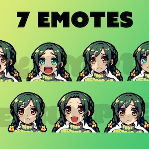 Grüne Zöpfe Anime Girl Emotes - Twitch/YouTube/Discord