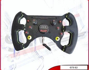 SimArt GT3 E2 steering wheel. Simracing wheel for GT3-style simulators. Rubber grips.