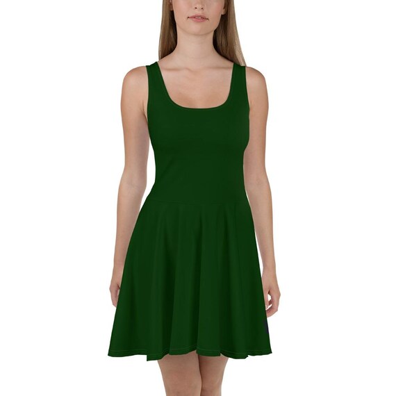 dark green skater dress Dark Green Skater Dress with Dark Purple WR Logo down low XS-3XL