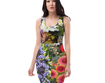 Bodycon Stretchy Comfort Dress | Mixed Flowers Design