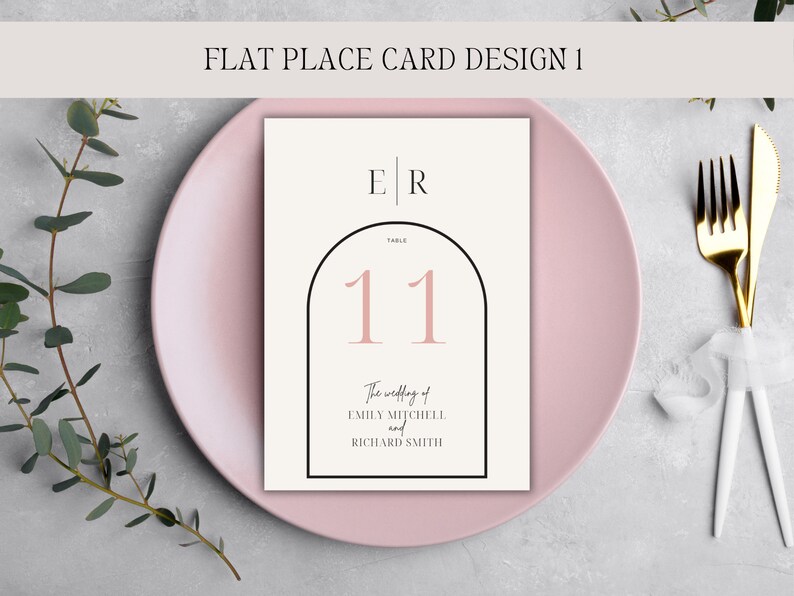 Ultimate Canva Wedding Place Card, Menu, Seating Chart Bundle Minimalist Wedding Printable Modern Wedding Template Pink Calligraphy zdjęcie 5