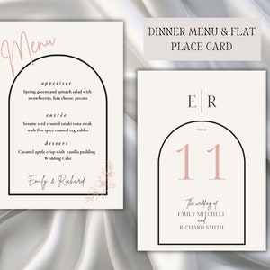 Ultimate Canva Wedding Place Card, Menu, Seating Chart Bundle Minimalist Wedding Printable Modern Wedding Template Pink Calligraphy zdjęcie 8