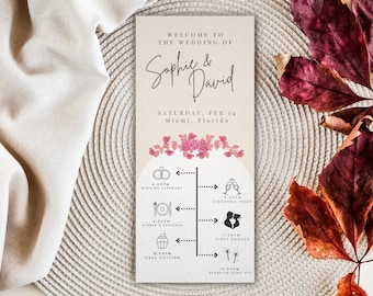 Wildflower Program template Wildflower Wedding Program, Wedding Day Timeline, Wedding Program, Boho Floral Flowers | INSTANT DOWNLOAD CANVA