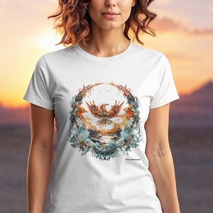 Phoenix on the Horizon Tee, Phoenix in Flight T-Shirt, Sunset Phoenix Design Unisex Top