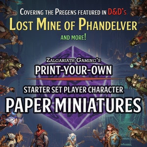 Miniature di carta stampabili per personaggi dei giocatori di D&D Lost Mine of Phandelver