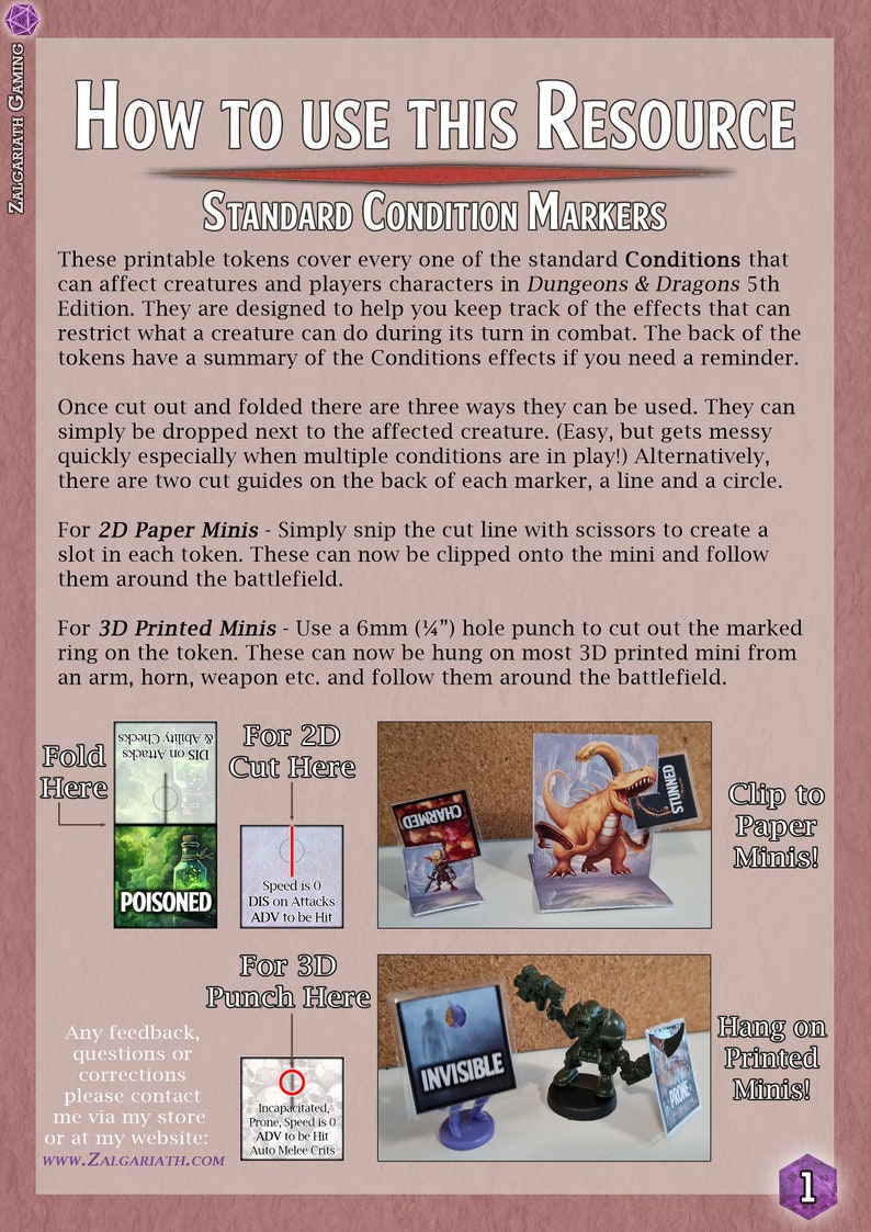 Dnd Printable Condition Marker Tokens for Paper and Plastic Miniatures ...