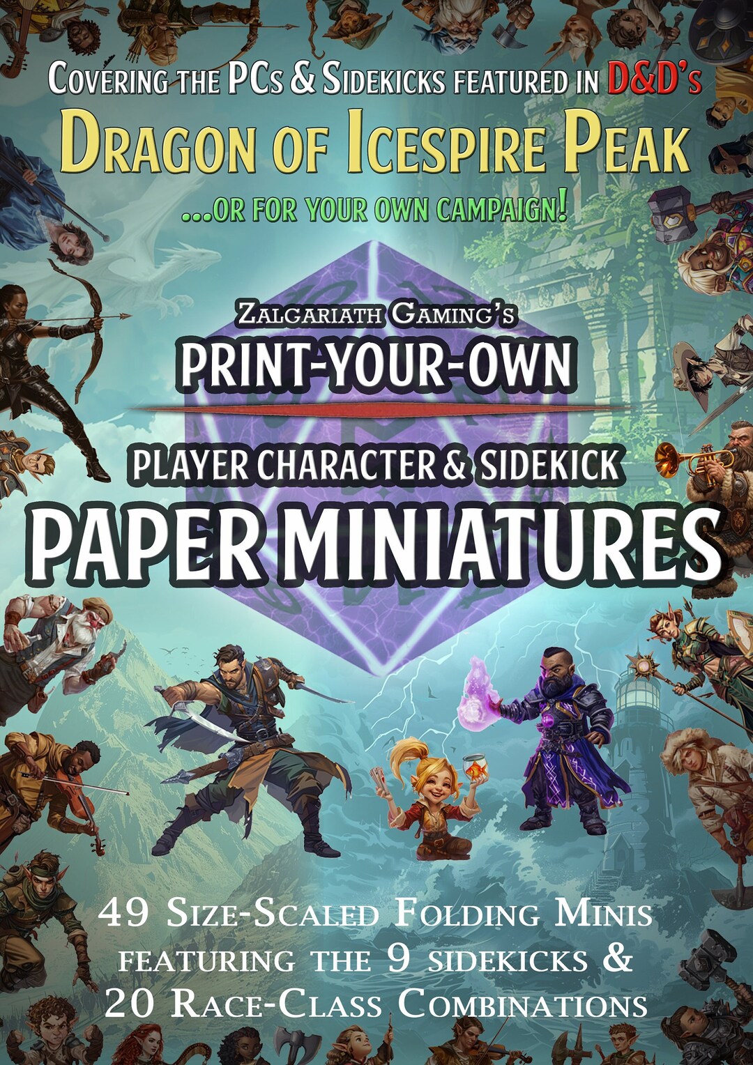 Dnd Dragon of Icespire Peak Player Character Printable Paper Minis - Etsy