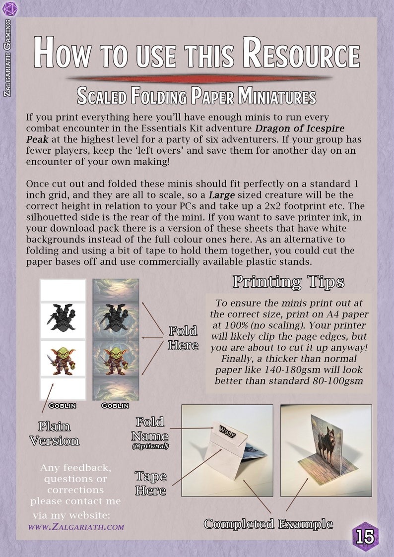 Dnd Dragon of Icespire Peak Printable Paper Minis and DM Card Super ...