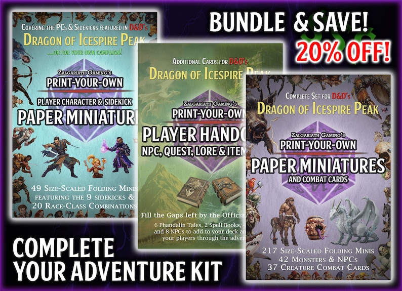 Dnd Dragon of Icespire Peak Printable Paper Minis and Creature Cards - Etsy