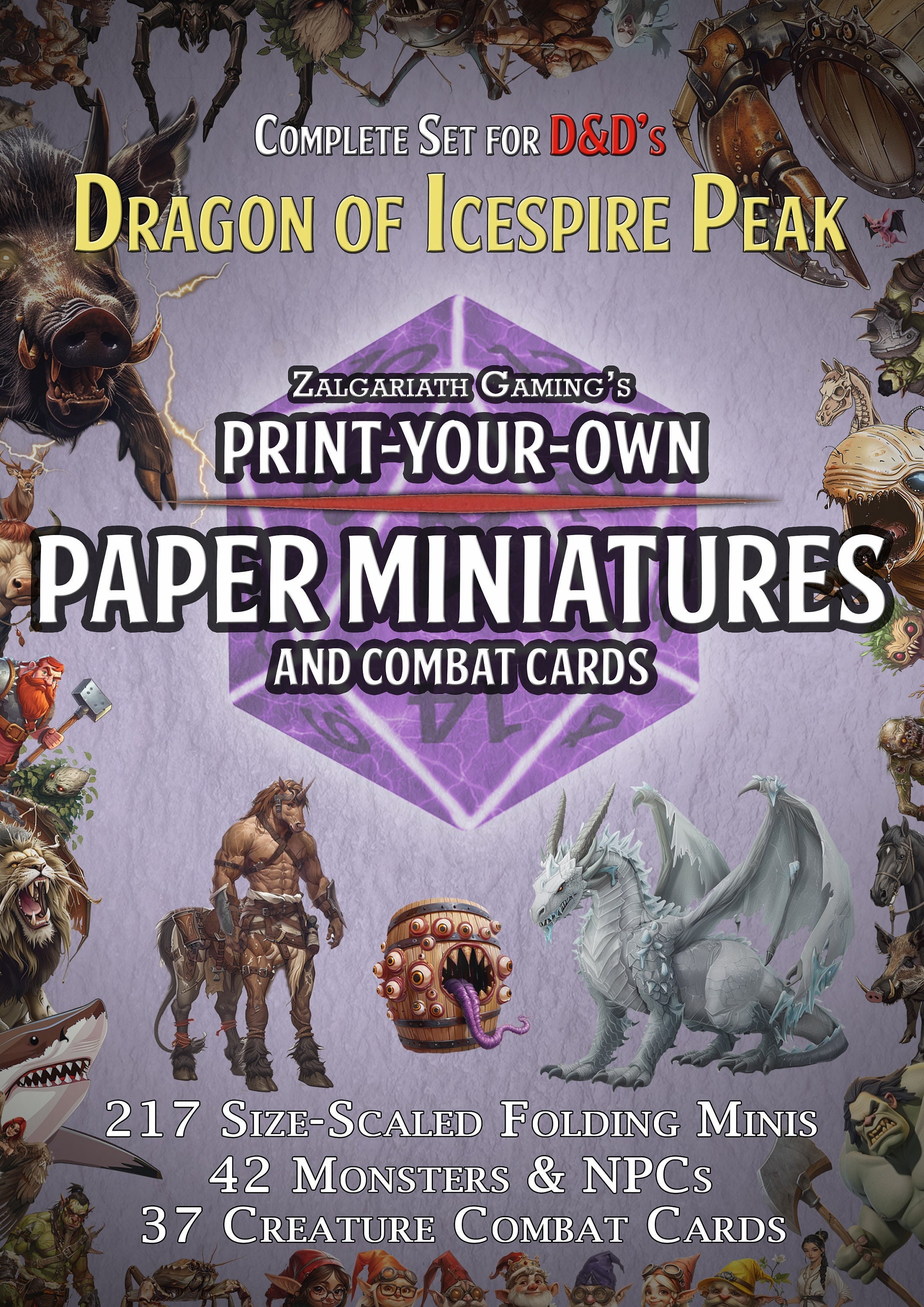 Dnd Dragon of Icespire Peak Printable Paper Minis and Creature Cards - Etsy