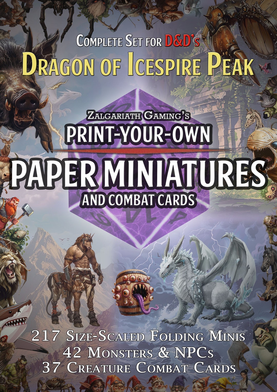 Dnd Dragon of Icespire Peak Printable Paper Minis and Creature Cards - Etsy