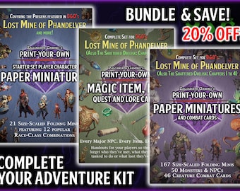 DnD Lost Mine of Phandelver Printable Paper Minis and DM Card Super Bundle (Also for The Shattered Obelisk Chapters 1-4)