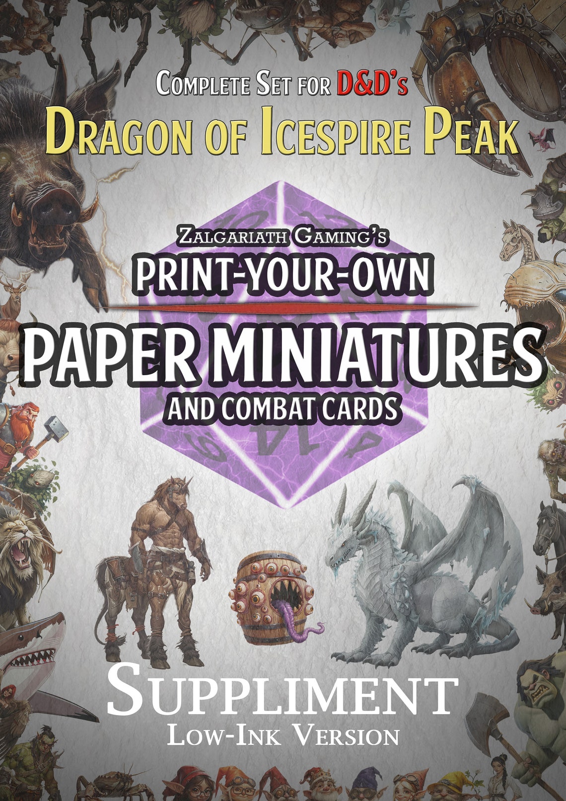 Dnd Dragon of Icespire Peak Printable Paper Minis and Creature Cards - Etsy