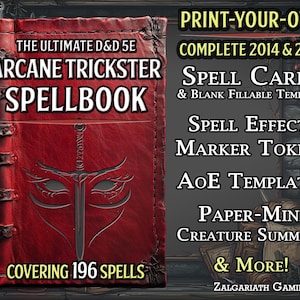 D&D Arcane Trickster Rogue Toolbox (2014 e 2024): Carte Incantesimi Stampabili, Modelli AoE, Segnali di Condizione e Miniature di Evocazione Creature