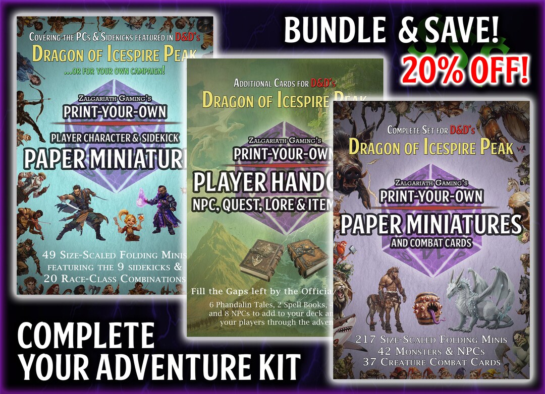 Dnd Dragon of Icespire Peak Printable Paper Minis and DM Card Super ...