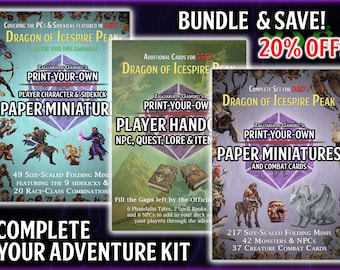DnD Dragon of Icespire Peak Printable Paper Minis and DM Card Super Bundle (D&D Essentials Kit Accessories)