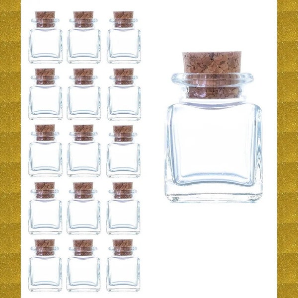 Glazen pot van 50 ml. Inblikkende pot, kleine kurkpotten
