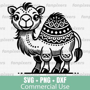 Cute Camel SVG, PNG, DXF for Commercial Use. Perfect digital download for t-shirts, stickers, coloring pages, and Cricut projects.