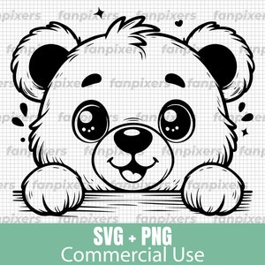 Cute Teddy Bear Peeking SVG y PNG, Files for Cricut, Commercial Use, Digital Download, Stickers, DIY Projects.