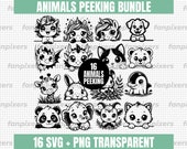 Peeking Animals SVG Bundle, Cricut Cut Files, Clipart Png, Vinyl Decal, Sticker, Silhouette, Digital Download, T-shirt Design, Wall Art