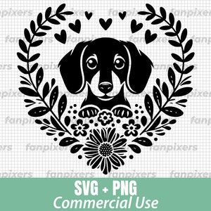 Floral Dachshund Dog SVG PNG, Dog Svg, Dachshund Png, Wiener Dog Svg, Dog Png,SVG Files for Cricut, Commercial Use, Instant Digital Download