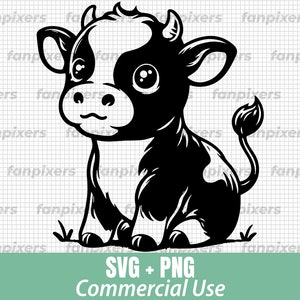 Cute Baby Cow SVG PNG, Cow Svg, Cute Cow Svg, Vector Baby Cow, Silhouette, SVG Files for Cricut, Commercial Use, Instant Digital Download