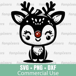 Rudolph the Red-Nosed Reindeer SVG, PNG, DXF digital download for Commercial Use. Perfect for holiday crafts, Cricut, and more!