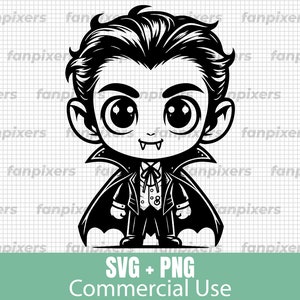 Cute Chibi Dracula SVG and PNG for Commercial Use. Perfect digital download for t-shirts, stickers, vinyls, DIY projects, and more!