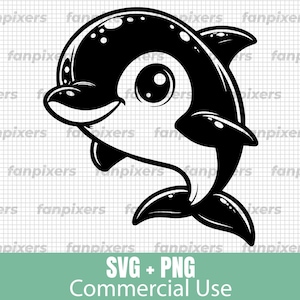 Cute Dolphin Jumping SVG and PNG for Commercial Use. Digital Download ideal for t-shirts, stickers, and DIY projects.