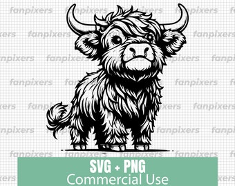 Highland Cow SVG PNG, Cute Cow Cricut Cut File, Instant Download, Funny Cow Clipart, Commercial Use
