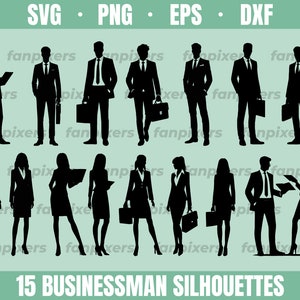 Pacote SVG de homem de negócios, mulher de negócios svg, pessoas de negócios svg, clipart de homem de negócios svg vetor png dxf eps silhueta arquivo de corte cricut vinil