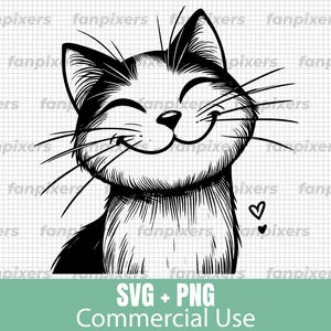 Happy Cat SVG and PNG for Commercial Use, perfect digital download for Cricut, T-shirts, stickers, and DIY projects!