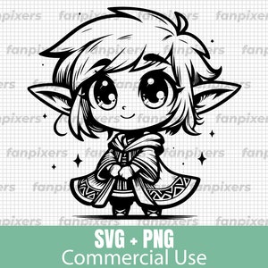 Cute Forest Elf SVG and PNG for Commercial Use, Digital Download, perfect for crafts, stickers, and more.
