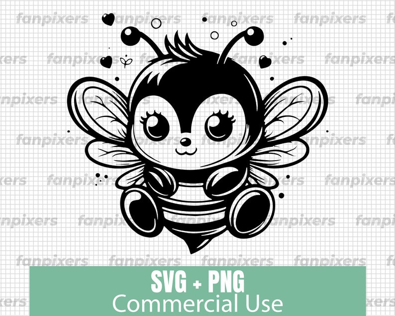 Cute Bee SVG PNG, Lovely Bee Svg, Cute Baby Bee Svg, SVG Files for Cricut, Commercial Use, Instant Digital Download, Animal