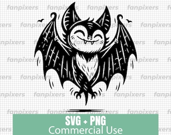 Happy Bat SVG: Halloween Clipart, DIY Crafts (Digital Download)