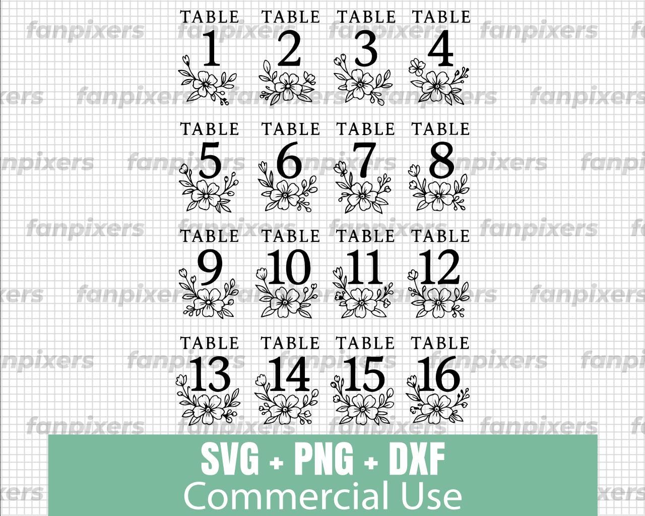 Floral table numbers for events, weddings, and communions SVG, PNG, DXF – Commercial Use, Digital Download, table decor, reception signs