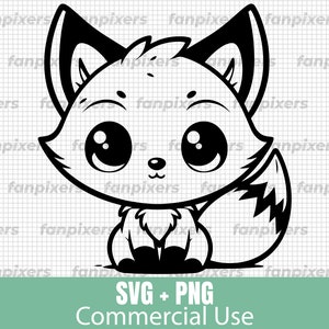 Cute Fox SVG and PNG for Commercial Use, perfect for DIY projects, t-shirts, stickers, and tattoos. Instant Digital Download.