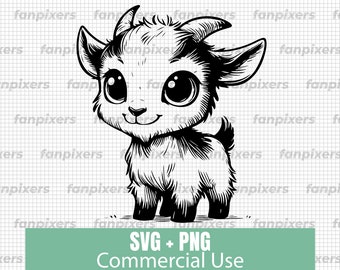 Cute Goat SVG and PNG for Commercial Use, Digital Download, perfect for crafts, decor, and DIY projects.