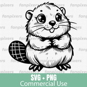 かわいいビーバーの SVG と PNG。商用利用に最適。DIY プロジェクト、ステッカー、シャツなどのためのデジタル ダウンロード。