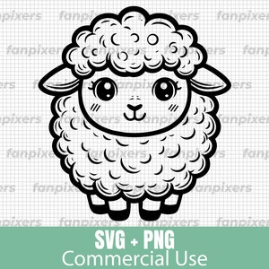 Arquivos SVG e PNG de ovelhas fofas para Cricut, ideais para uso comercial, projetos DIY e downloads digitais.