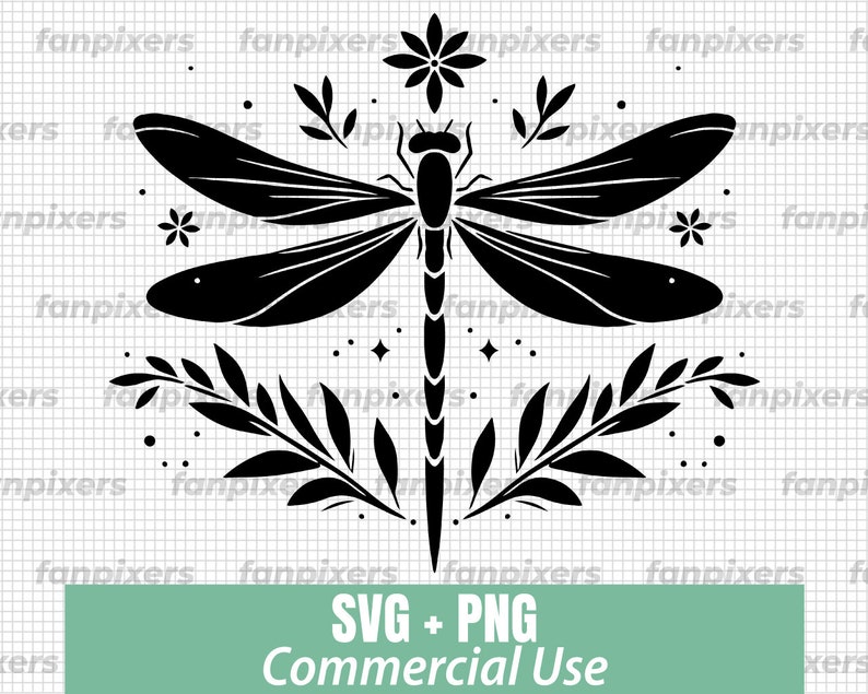 Floral Dragonfly SVG PNG, Dragonfly Clipart, Cricut File, Vinyl Decal ...